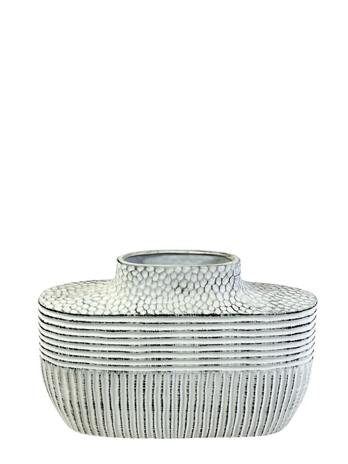 florero mediano ancho  ceramica white boho 20x30