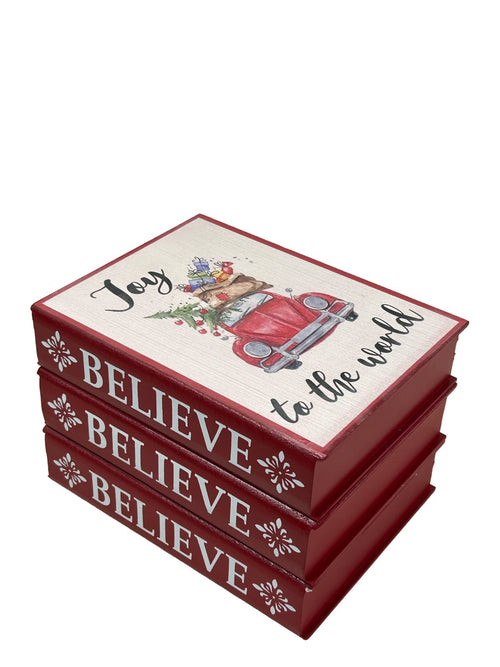 libro cofre navidad rojo believe 20x15 cm