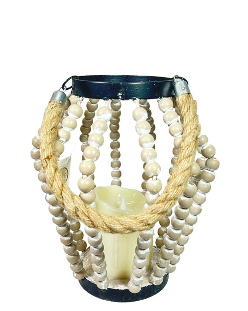 Bricero boho metalico y madera 26x23cm ( no incluye vela)