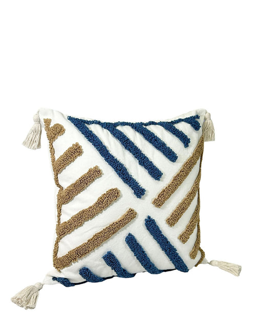 cojin funda boho camel azul 45x45 cm