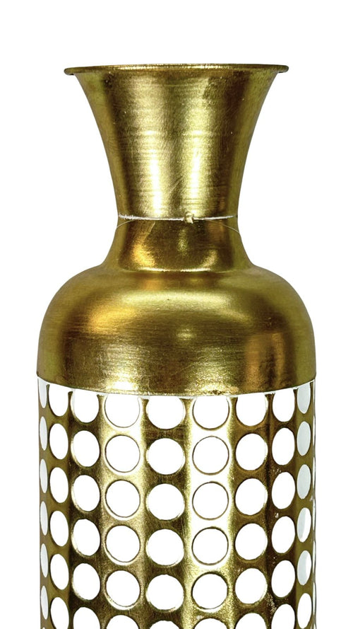 jarron grande dorado metalico puntos 2 tamaños