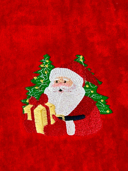 toalla navideña roja santa y arbol  500 gm algodon 100% 40x66 cm