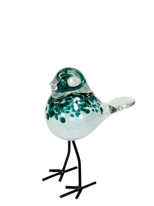 Pajaro mediano de cristal con metal 20x15 cm