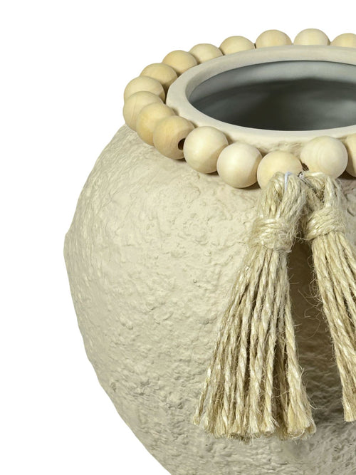Jarron pequeño beige chuby boho 17x20cm