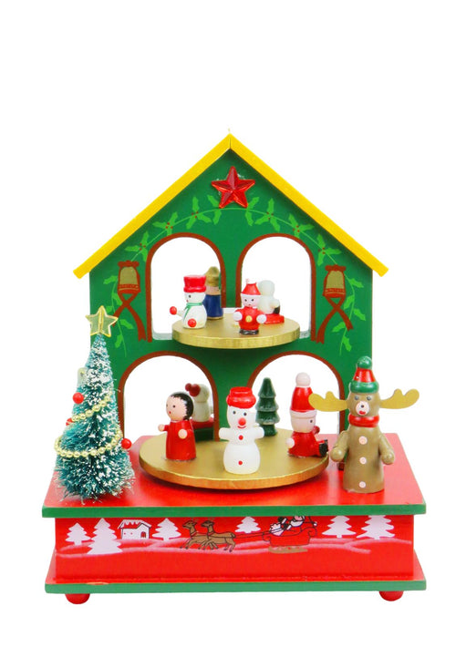 caja musical casita carrusel 20x17cm