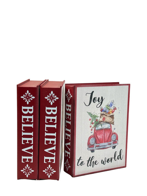 libro cofre navidad rojo believe 20x15 cm