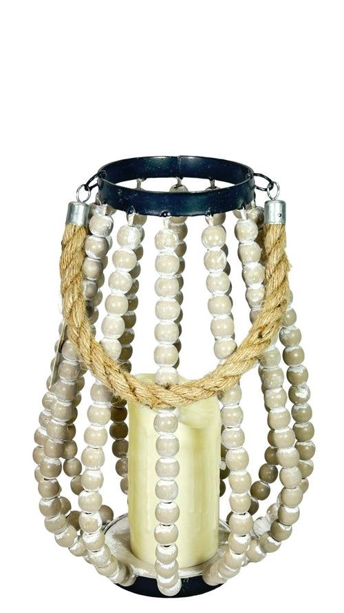 Bricero boho metalico con madera mediano ( no incluye vela)