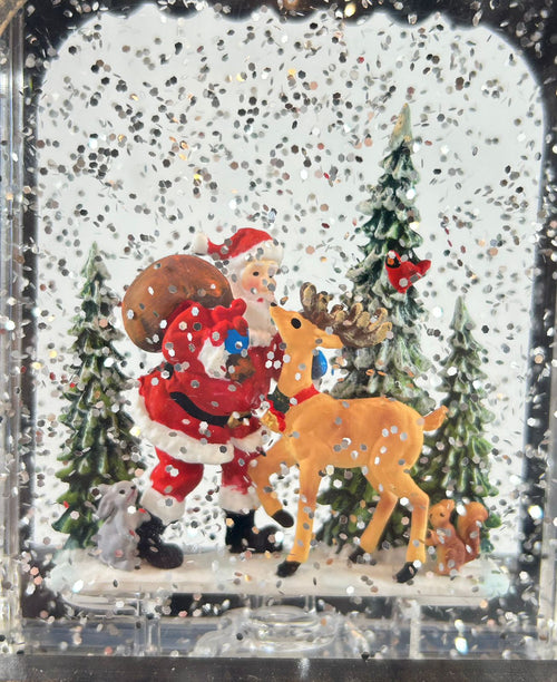 Carrito toldo con santa y reno 23x15cm