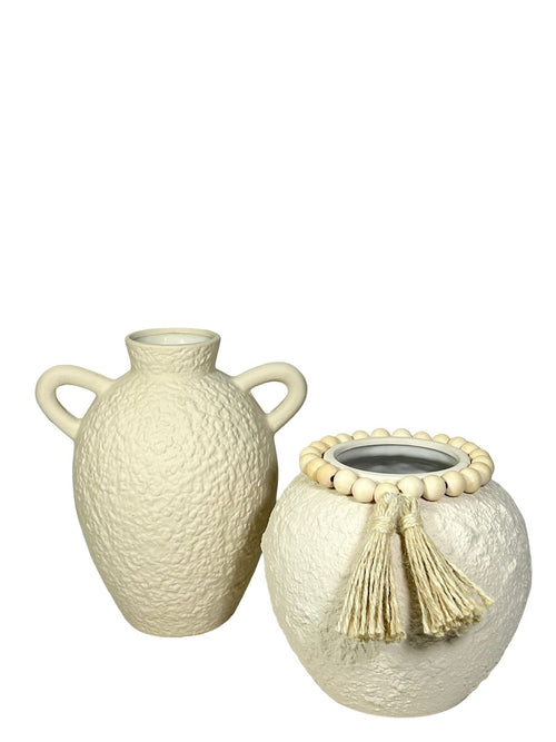Jarron pequeño beige chuby boho 17x20cm