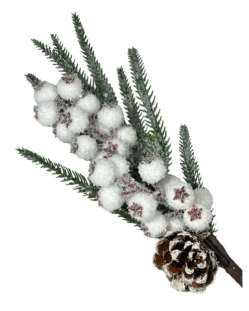 Vara de navidad con Berry blanco escarchado de 46 centímetros en icopor y latex