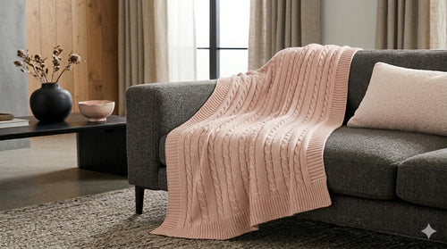 Manta o troup palo rosa lazos gruesa 130 x 170 cm