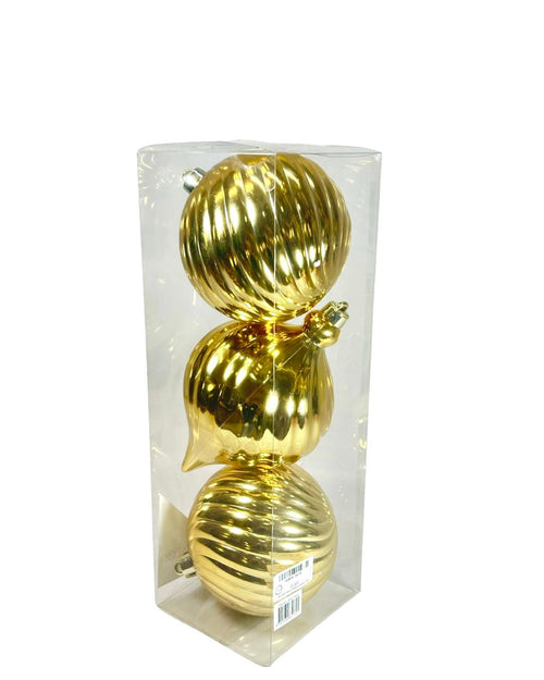 bola torno dorada x3 unidades 15 cm