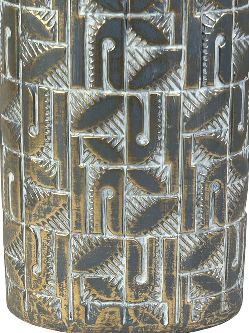 Anfora grande gris con dorado en ceramica 40x18 cm