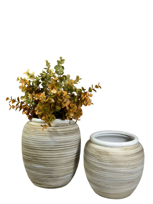 jarron ceramica terra boho 23x18 cm