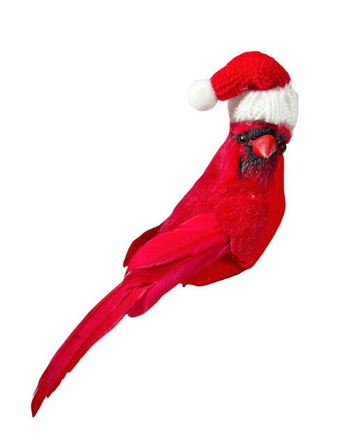 Pajaro rojo cardinal con gorrito  10x20cm