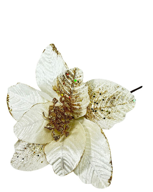 Flor magnolio beige con dorado 25dm