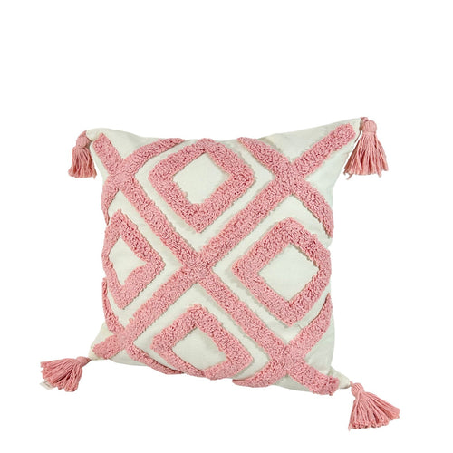 Cojin funda multirombos rosado 45x45cm ( sin relleno )