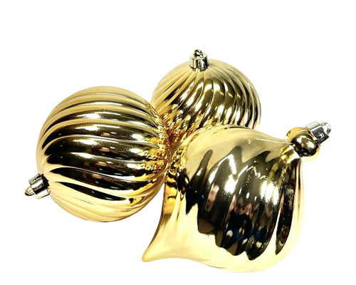 bola torno dorada x3 unidades 15 cm