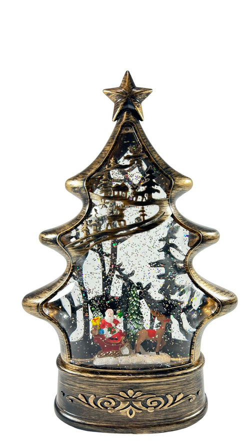 Burbuja musical de arbolito santa trineo 30x20cm