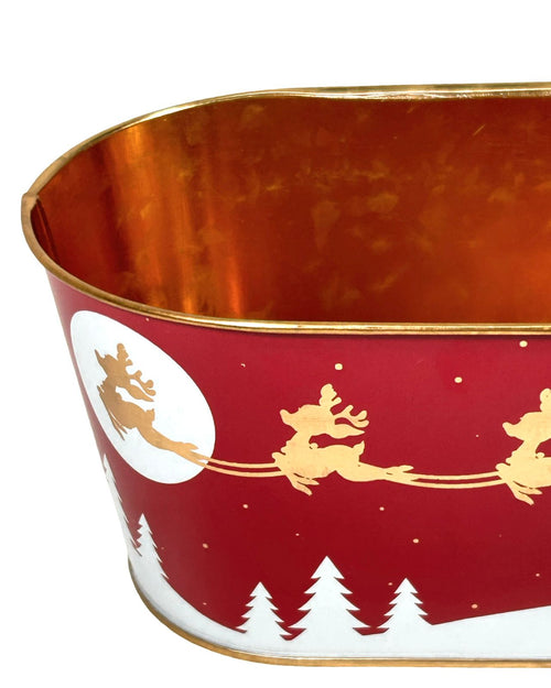 macetero metalico navidad  oval 20x9 cm