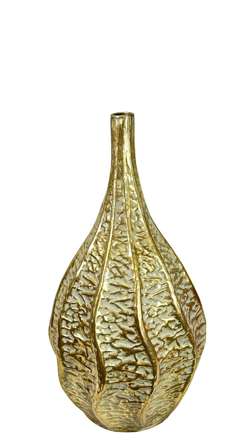 Jarron metalico dorado con ondas 2 tamaños