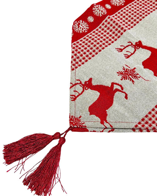 camino de mesa jakard renos rojo 33x180 cm