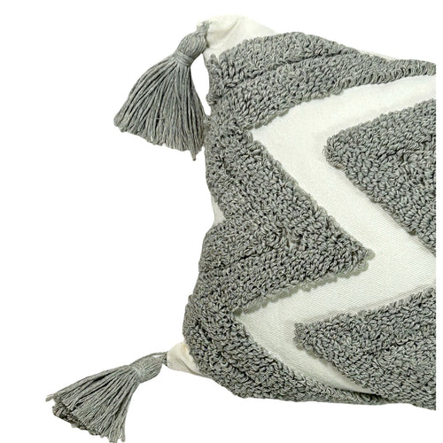 Funda cojin  rectangular zigzag  gris  (no incluye relleno)