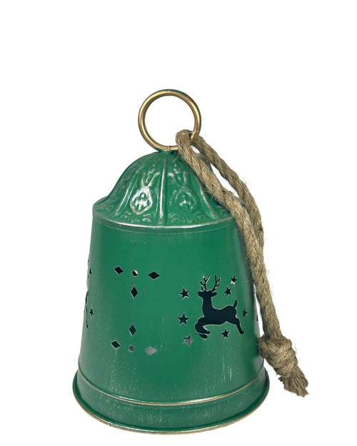Campana grande verde renos 29x18 cm