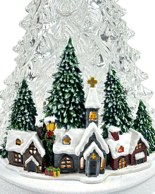 villa trineo arbol acril led 33x23 cm