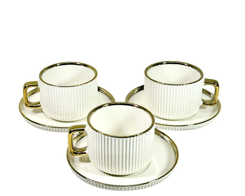 juego de vajilla te royal blanco y dorado x 12 pc