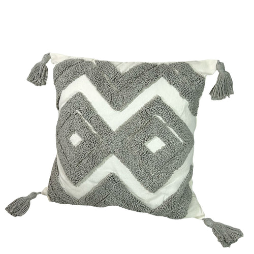 Funda cojin  rectangular zigzag  gris  (no incluye relleno)