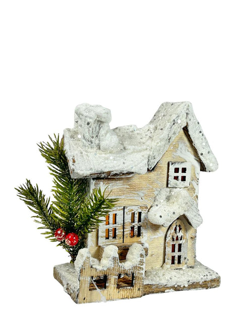 Casita nieve corral  con luz pq 15 x 15cm