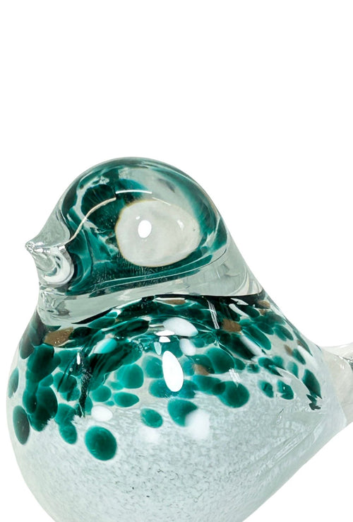 Pajaro mediano de cristal con metal 20x15 cm