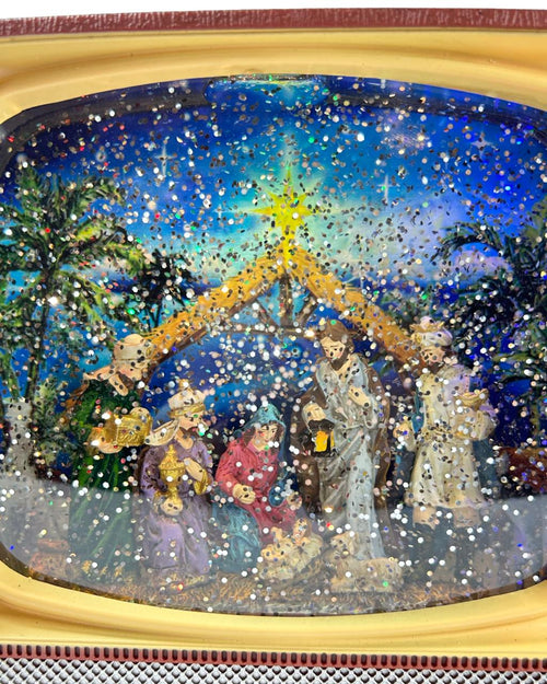 Burbuja tv nacimiento con luz  gde 17x21cm