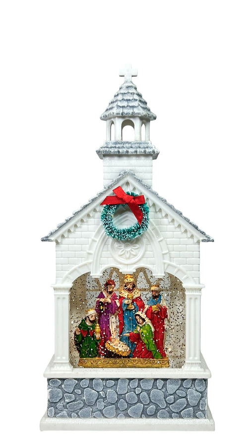 burbuja nacimiento casa blanca musical 30x14 cm