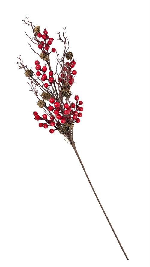 Vara grande de navidad con berrys rojo 90cm de largo por 25cm de ancho