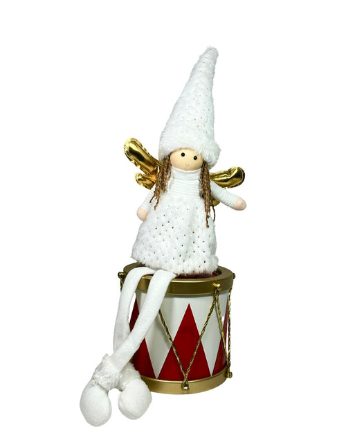 Hada angel sentada dorado y plata 50x13 cm