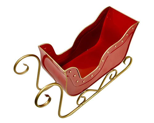 trineo metal rojo navidad 47x26 cm