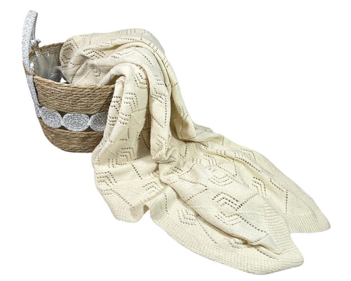 Manta o troup beige etnica gruesa 130x170 cm
