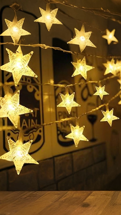 instalación de estrellas calida x20luces por 5metros