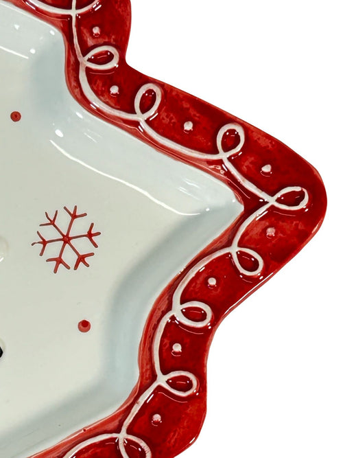 Bandeja navideña  grande estilo arbol y santa  en ceramica 2 tamaños