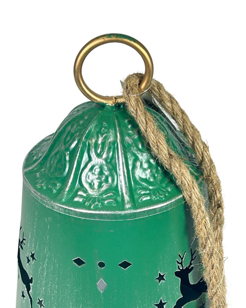 Campana grande verde renos 29x18 cm