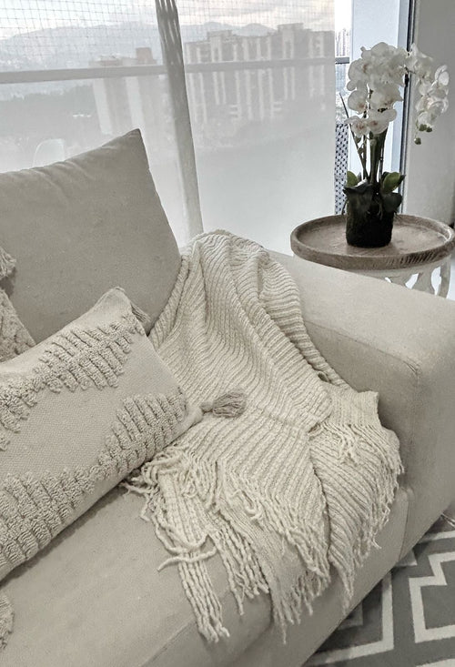 manta throw  beige española 132x175cm