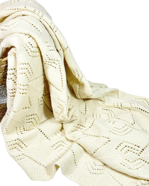 Manta o troup beige etnica gruesa 130x170 cm