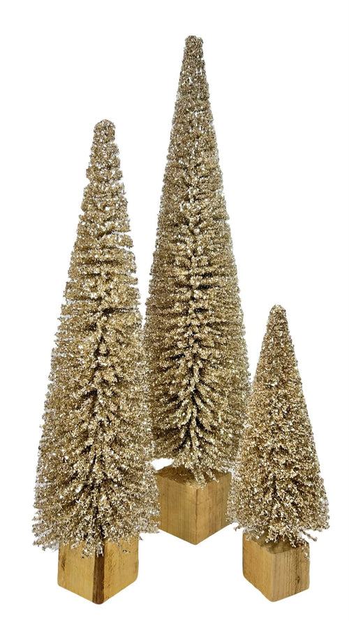 arbol dorado con base de madera 35 cm de alto
