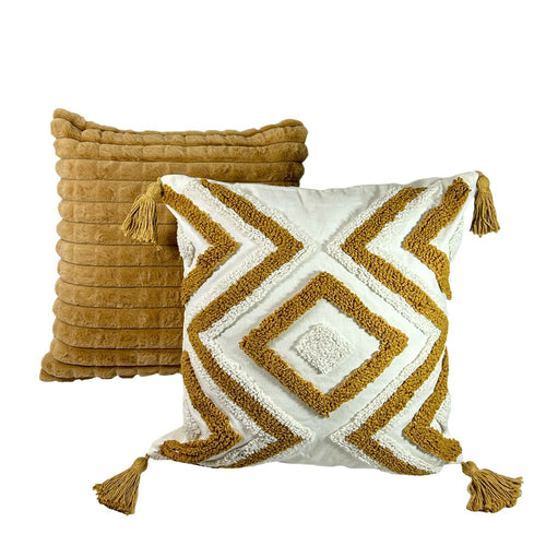 funda cojin cuadrado zigzag camel 45x45 cm   cm (no incluye relleno )