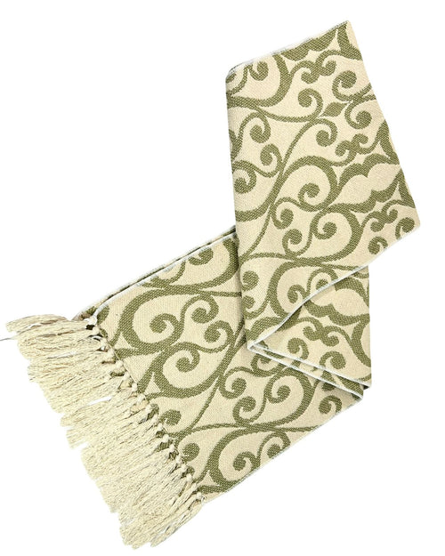 camino jaquard arabes beige y verde 180x32 cm
