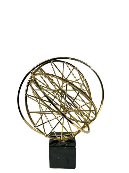 adorno metalico y marmol estilo universo 29x19 cm