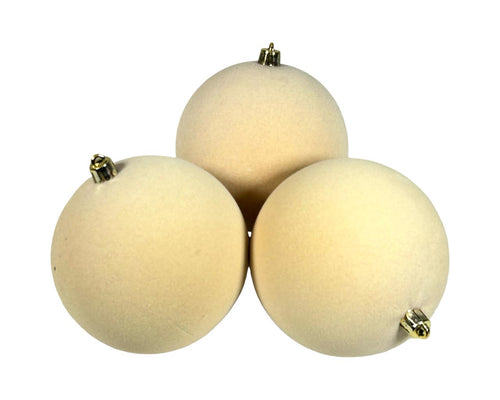 Bola beige de pana 10cm  x 3 pcs