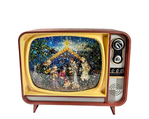 Burbuja tv nacimiento con luz  gde 17x21cm